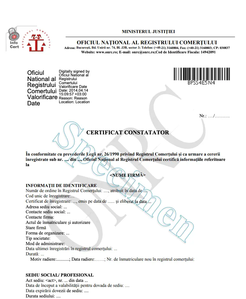 certificat constatator online